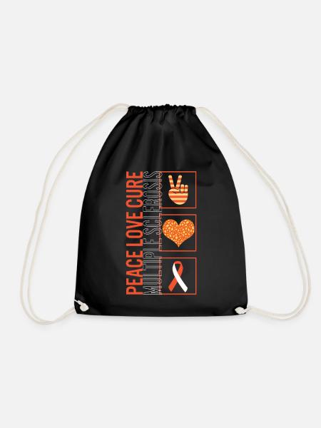 Peace Love Cure Multiple Sklerose T-Shirt - Turnbeutel - Schwarz