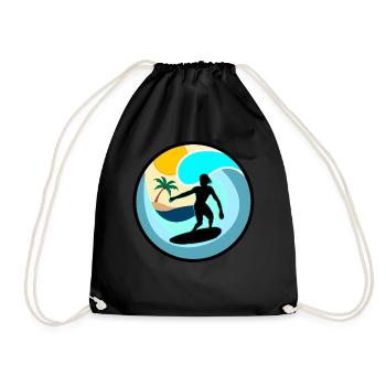 Surfing Skimboarding Surfer Skimboard Surfing - Drawstring Bag - black - Front