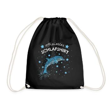 Offizielles Schlafshirt Delfin Delfine - Turnbeutel - Schwarz - Vorne