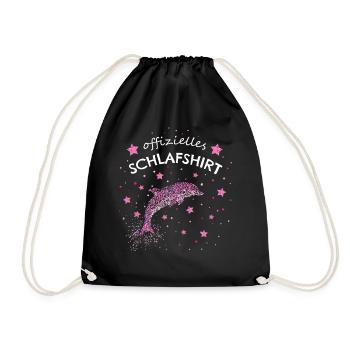 Offizielles Schlafshirt Tümmler Delfin - Turnbeutel - Schwarz - Vorne