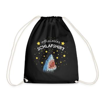 Offizielles Schlafshirt Weisser Hai Haie - Turnbeutel - Schwarz - Vorne