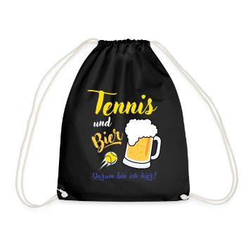 Tennis und Bier Spruch Geschenk Tennisspieler - Turnbeutel - Schwarz - Vorne