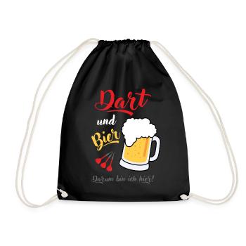 Dart und Bier Dartspieler Dartspruch Geschenk Spaß - Turnbeutel - Schwarz - Vorne