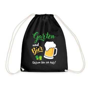Garten und Bier Hobbygärtner Gartenarbeit Spruch - Turnbeutel - Schwarz - Vorne