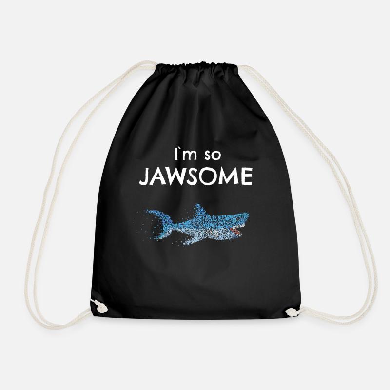 Jawsome Grosser Weisser Hai Haifisch - Turnbeutel - Schwarz