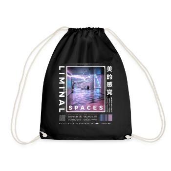 Liminal Spaces Retro 80s & 90s Aesthetic Vaporwave - Drawstring Bag - black - Front