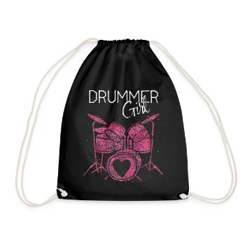 Drummer Girl Schlagzeugerin Drumming - Drawstring Bag - black - Front