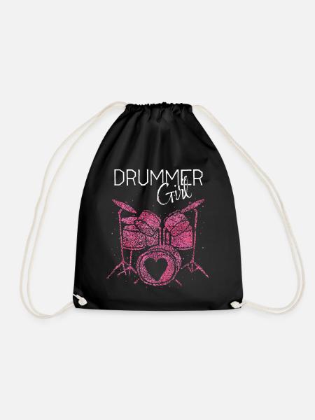 Drummer Girl Schlagzeugerin Drumming - Turnbeutel - Schwarz
