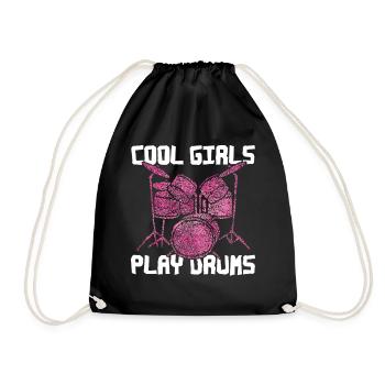 Drummer Girl Drummer Drums - Drawstring Bag - black - Front