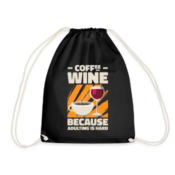 Coffee Wine Adulting Drinking Adult - Drawstring Bag - black - Front