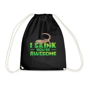Herpetology Skink Lizard Wildlife Reptile - Drawstring Bag - black - Front