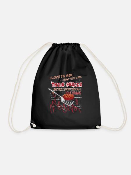Burger Grillen Outfit lustiger Burgerbrater Spruch - Turnbeutel - Schwarz