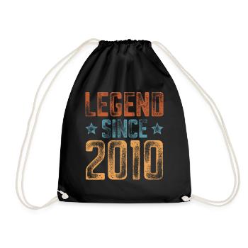 2010 Born Year of birth Birthday - Drawstring Bag - black - Front
