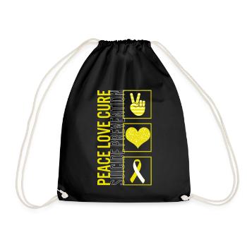 Peace Love Cure Suizidprävention T-Shirt - Turnbeutel - Schwarz - Vorne