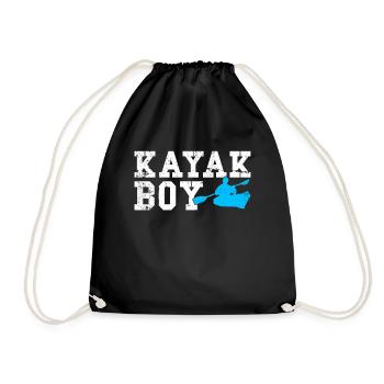 kayak boy - Drawstring Bag - black - Front