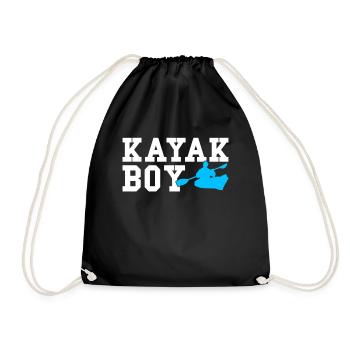 kayak boy - Drawstring Bag - black - Front
