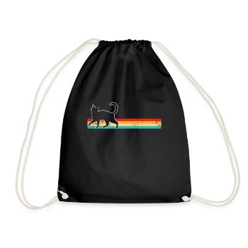 Katze Retro - Turnbeutel - Schwarz - Vorne