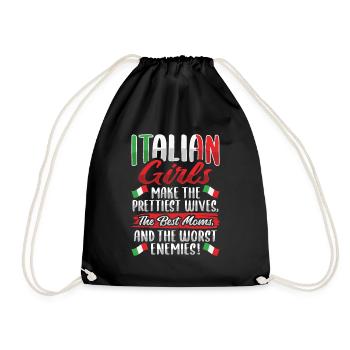 Funny Italian Girl Italian - Drawstring Bag - black - Front
