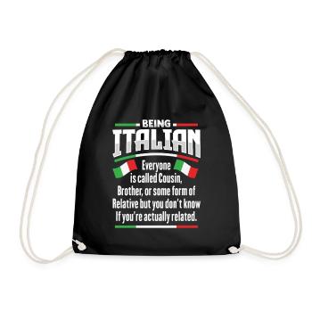 Funny Italian Italy lover - Drawstring Bag - black - Front