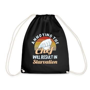 Chef Chef Kitchen Restaurant funny saying - Drawstring Bag - black - Front