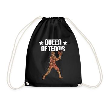 Tennis Queen Tennisspielerin Trainerin - Turnbeutel - Schwarz - Vorne