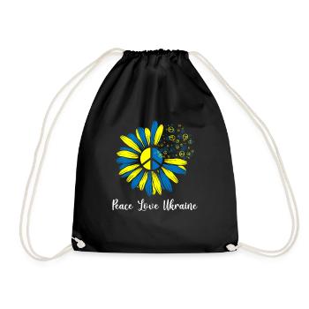 Peace Love Ukraine Flower - Turnbeutel - Schwarz - Vorne