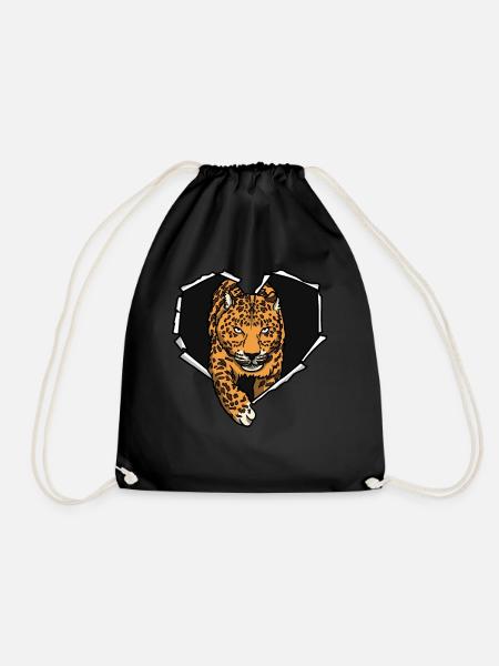 Riss Leopard Zerrissenes Loch Herz Leoparden - Turnbeutel - Schwarz