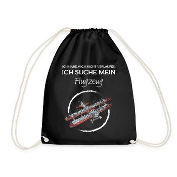 Modellflug Modellflugzeug Doppeldecker - Turnbeutel - Schwarz - Vorne