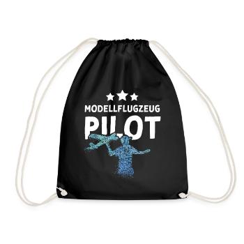 Modellflugzeug Pilot Modellflieger - Turnbeutel - Schwarz - Vorne