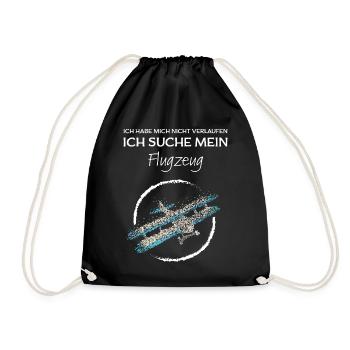 Doppeldecker Modellflug Modellfliegen - Turnbeutel - Schwarz - Vorne