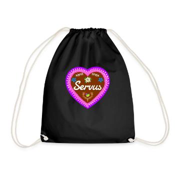 Gingerbread Heart T-Shirt Heart Servus Edelweiss - Drawstring Bag - black - Front