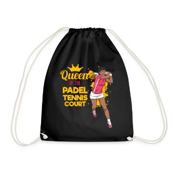Padel Paddel Tennis Sport Königin Herz I Geschenk - Turnbeutel - Schwarz - Vorne