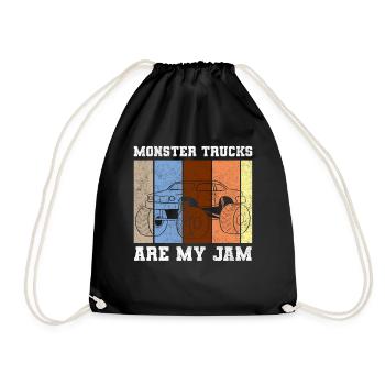 Monster Truck Große Reifen Jam Vintage I Geschenk - Turnbeutel - Schwarz - Vorne