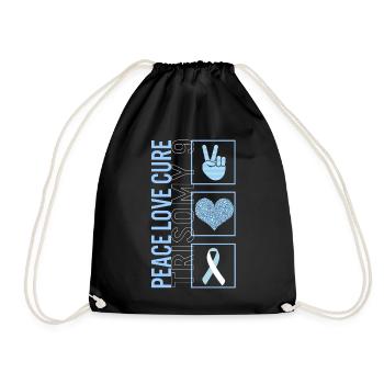 Peace Love Cure Trisomy 9 T Shirt - Drawstring Bag - black - Front