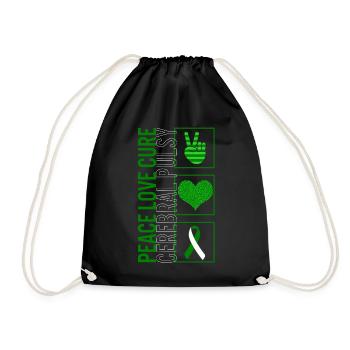 Peace Love Cure Zerebral Pulsy T Shirt - Turnbeutel - Schwarz - Vorne