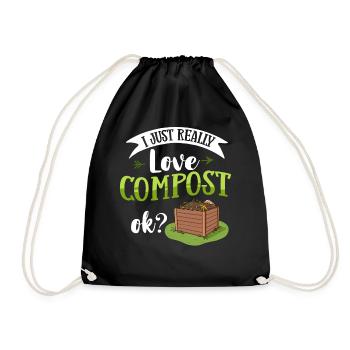 Composting Compost Worm Waste - Drawstring Bag - black - Front