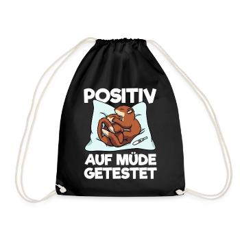 Eichhörnchen Positiv Auf Müde Getestet Schlafshirt - Turnbeutel - Schwarz - Vorne