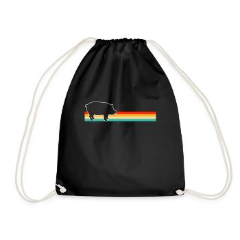 Schwein Retro - Turnbeutel - Schwarz - Vorne