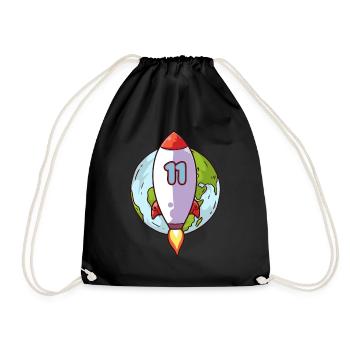 11. Geburtstag Rocket Space 11 Jahre Space Galaxy - Turnbeutel - Schwarz - Vorne