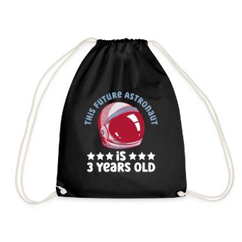 This future astronaut is 3 years old - Drawstring Bag - black - Front