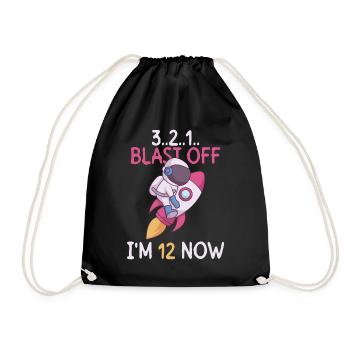 3..2..1.. Blast Off - J’ai 12 ans maintenant - 12e anniversaire - Sac de sport léger - noir - Devant