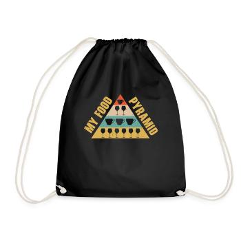 Lebensmittelpyramide Kaffee Wein Trinken - Turnbeutel - Schwarz - Vorne