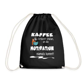 Lustiger Kaffee Faultier Spruch für die Arbeit - Turnbeutel - Schwarz - Vorne