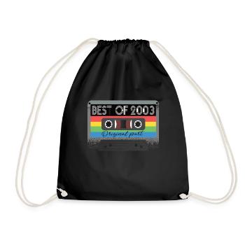 Best Of 2003 Vintage Cassette Retro Birthday - Drawstring Bag - black - Front
