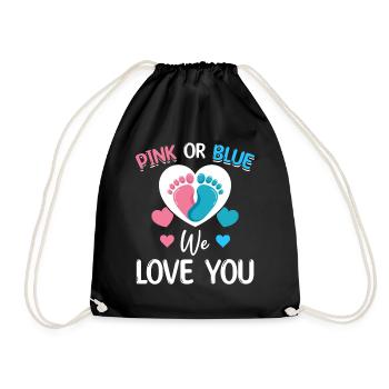 Pink oder Blau We Love You Baby Shower - Turnbeutel - Schwarz - Vorne