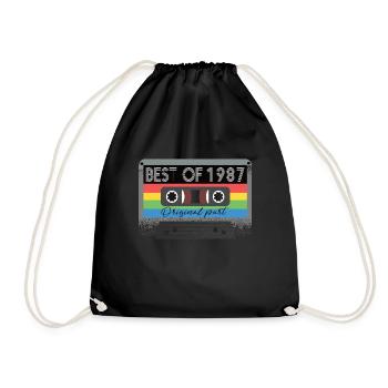 Best Of 1987 Vintage Kassette Retro Geburtstag - Turnbeutel - Schwarz - Vorne