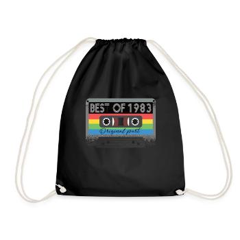 Best Of 1983 Vintage Cassette Retro Birthday - Drawstring Bag - black - Front