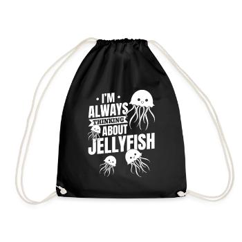 Jellyfish Lover I always think of jellyfish - Drawstring Bag - black - Front
