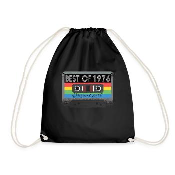 Best Of 1976 Vintage Cassette Retro Birthday - Drawstring Bag - black - Front