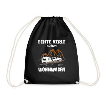 Echte Kerle ziehen Wohnwagen Urlaub - Turnbeutel - Schwarz - Vorne
